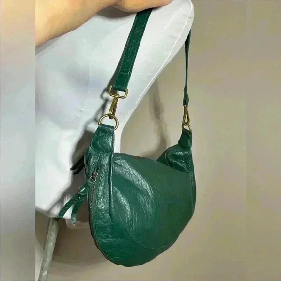 Anthropologie Bubble Leather Shoulder Bag green - Picture 2 of 7